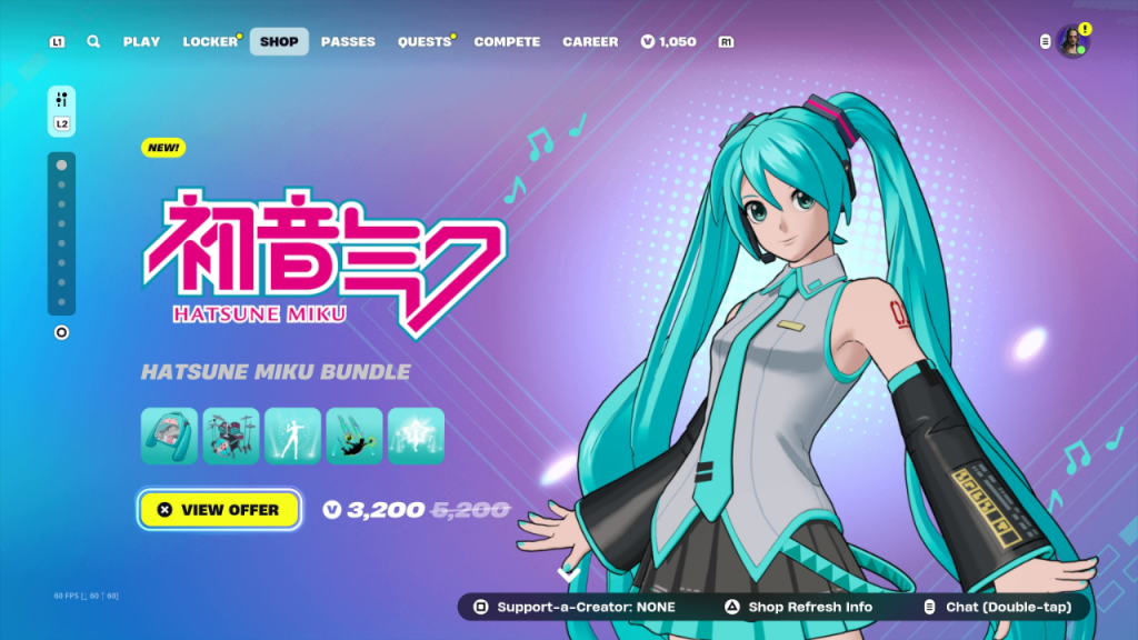 Hatsune Miku Outfit in the Fortnite Item Shop