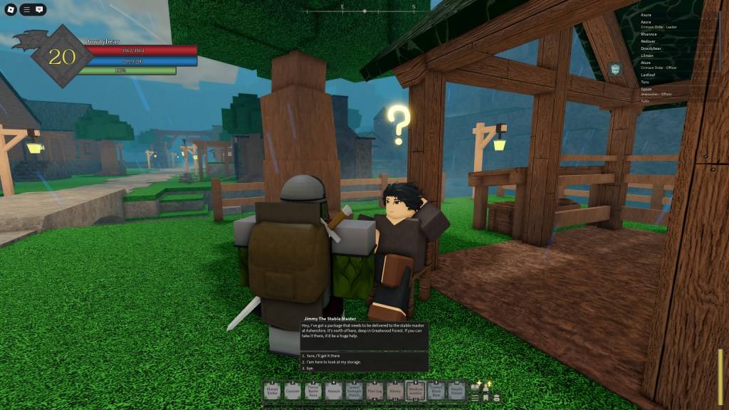 Jimmy the Stable Master giving a quest