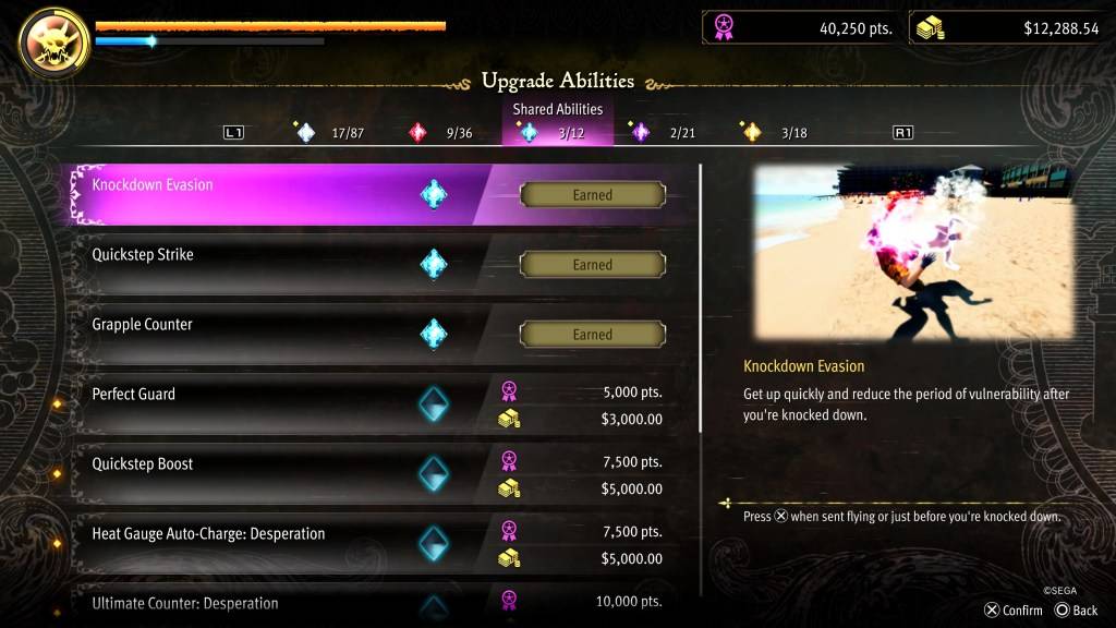 De knockdown -ontwijking upgrade voor Goro in Like a Dragon: Pirate Yakuza in Hawaii