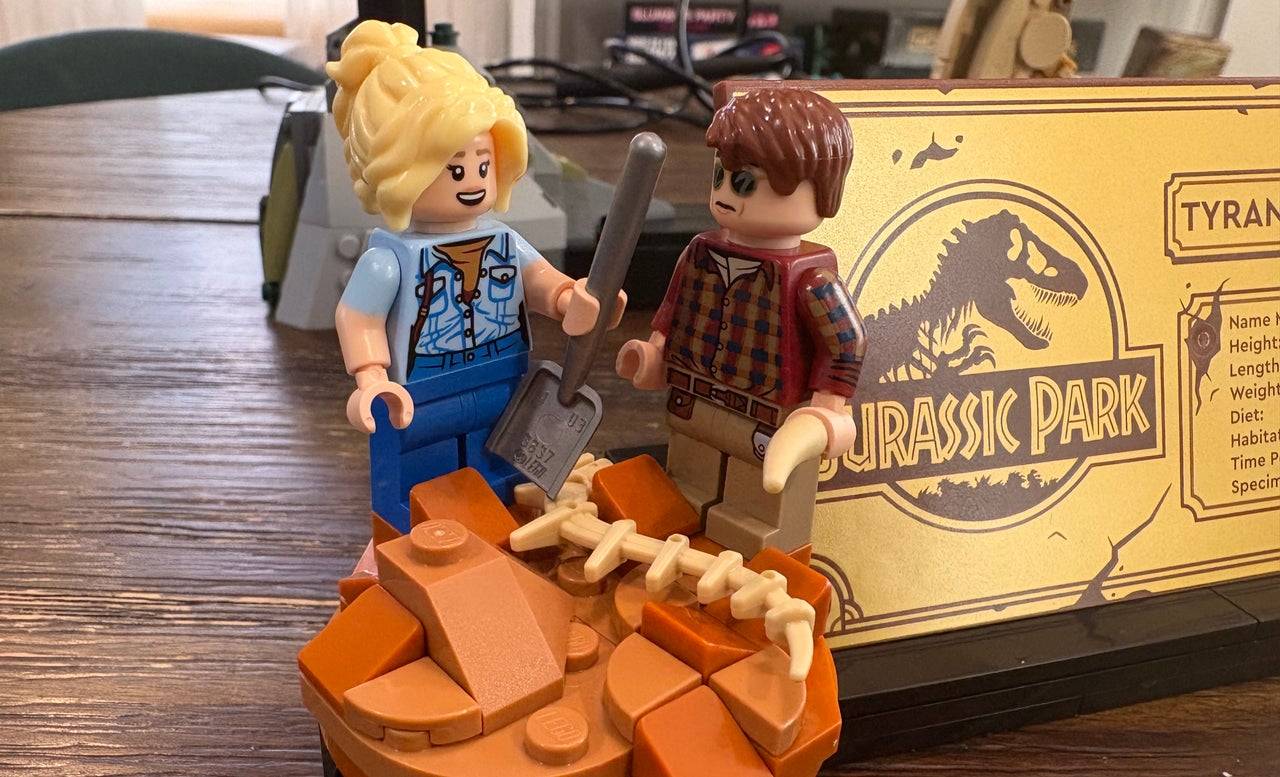 Completed LEGO fossil display