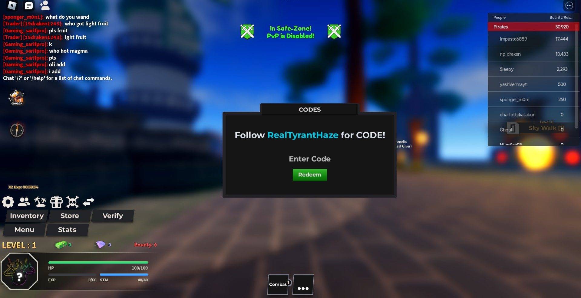 Haze Piece 有効な引き換えコード一覧