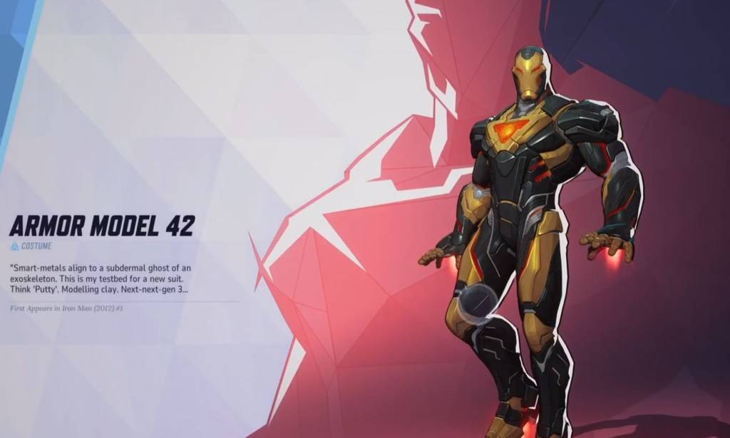 Iron Man ในชุดเกราะ 42 Skin ซึ่งเป็นส่วนหนึ่งของบทความเกี่ยวกับสกินคู่แข่ง Marvel ฟรี