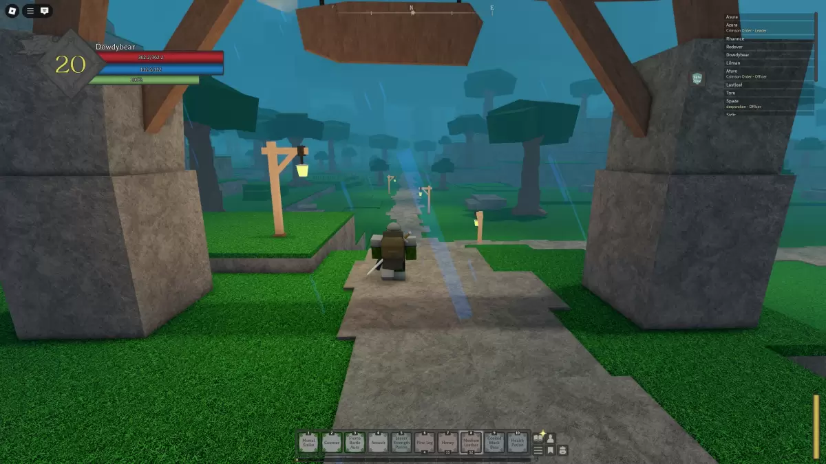 Player exiting town gate
