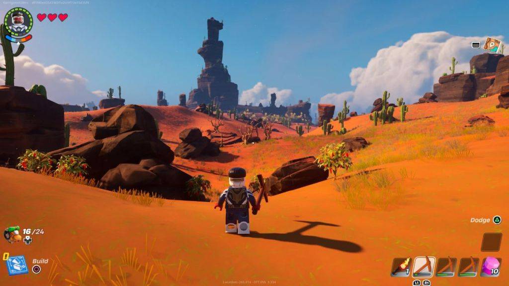 Desert biome landscape in LEGO Fortnite