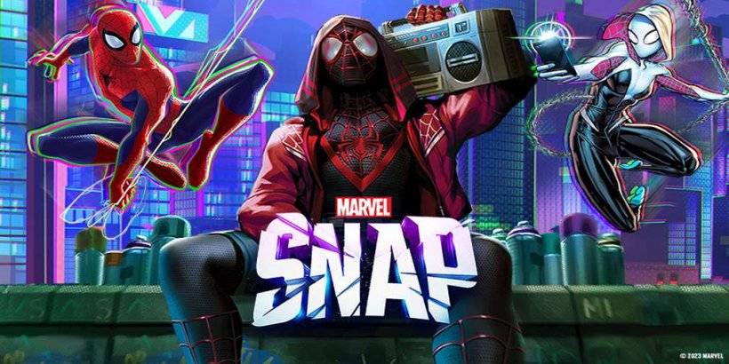 Een foto van Miles Morales en andere spinnenhelden zaten op een dakrand
