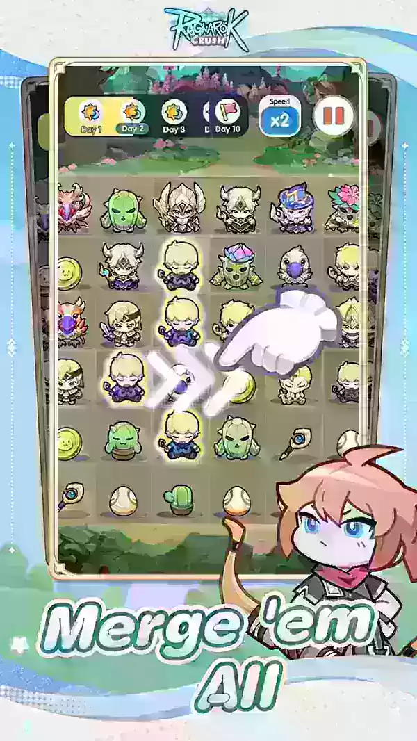 Classic Ragnarok Online characters and monsters in a strategic merge grid layout