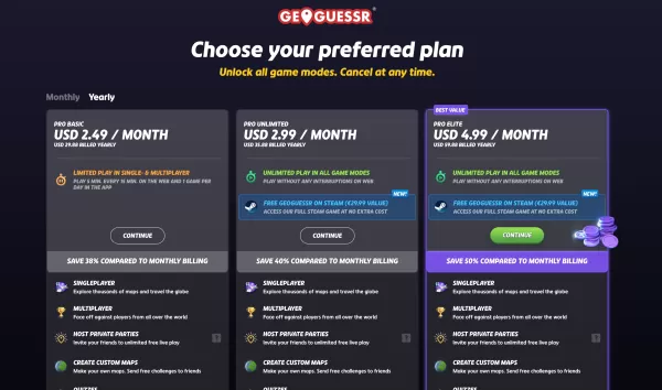GeoGuessr's premium plans for its browser game