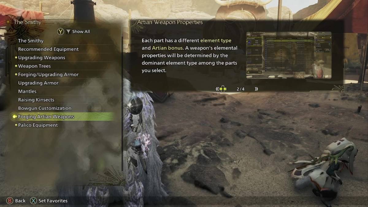 Mga Materyales ng Artian sa Monster Hunter Wilds